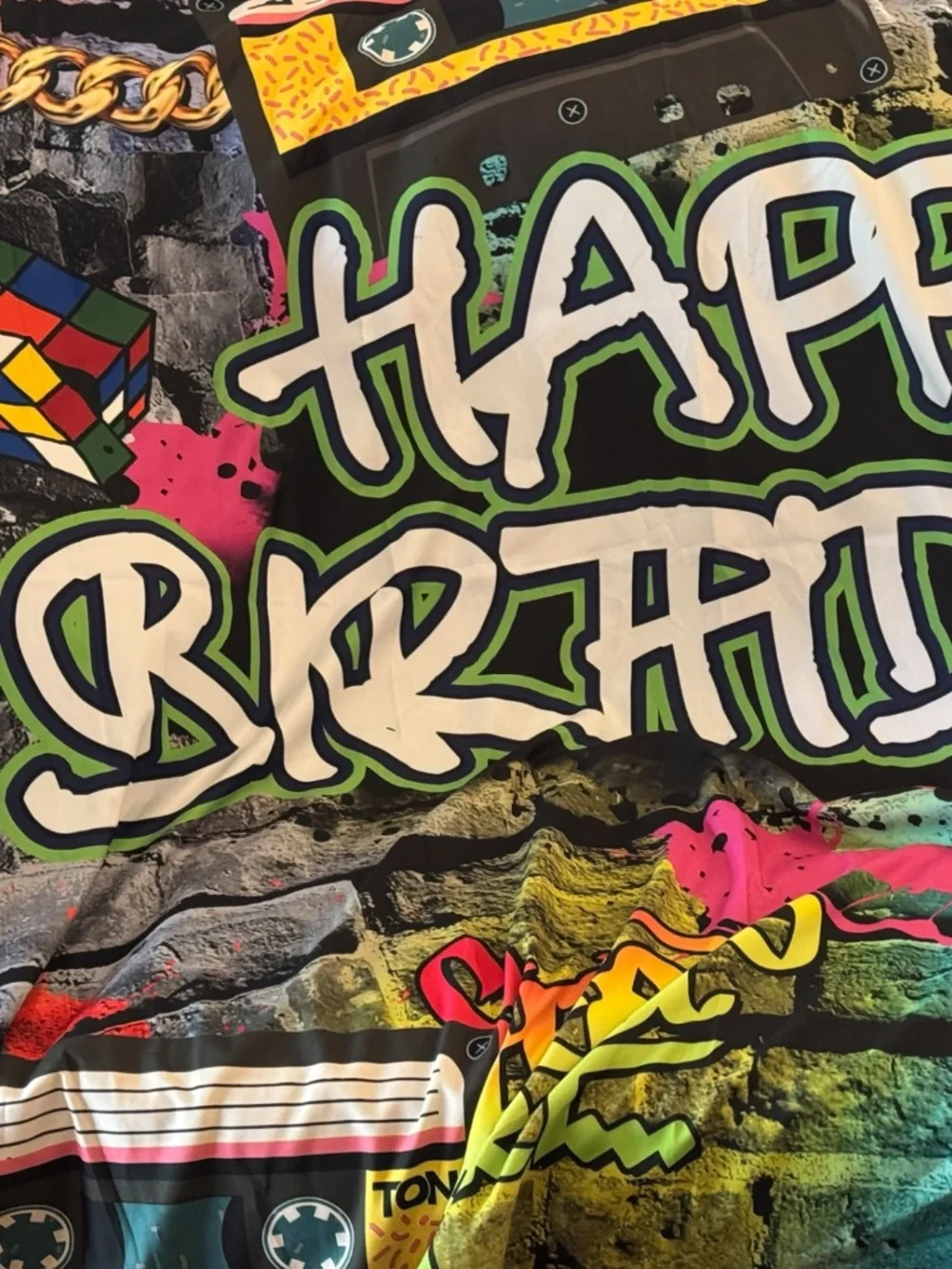 NWOT Mocsicka 80s 90s Graffiti Hip Hop Birthday Backdrop 8x6